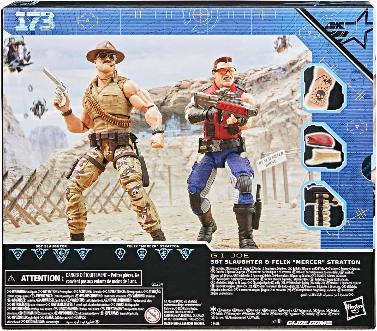 G.I. Joe Classified Series #173, SGT Slaughter & Felix Mercer Stratton, 2 Collectible 6 Inch Action Figures with 26 Accessories