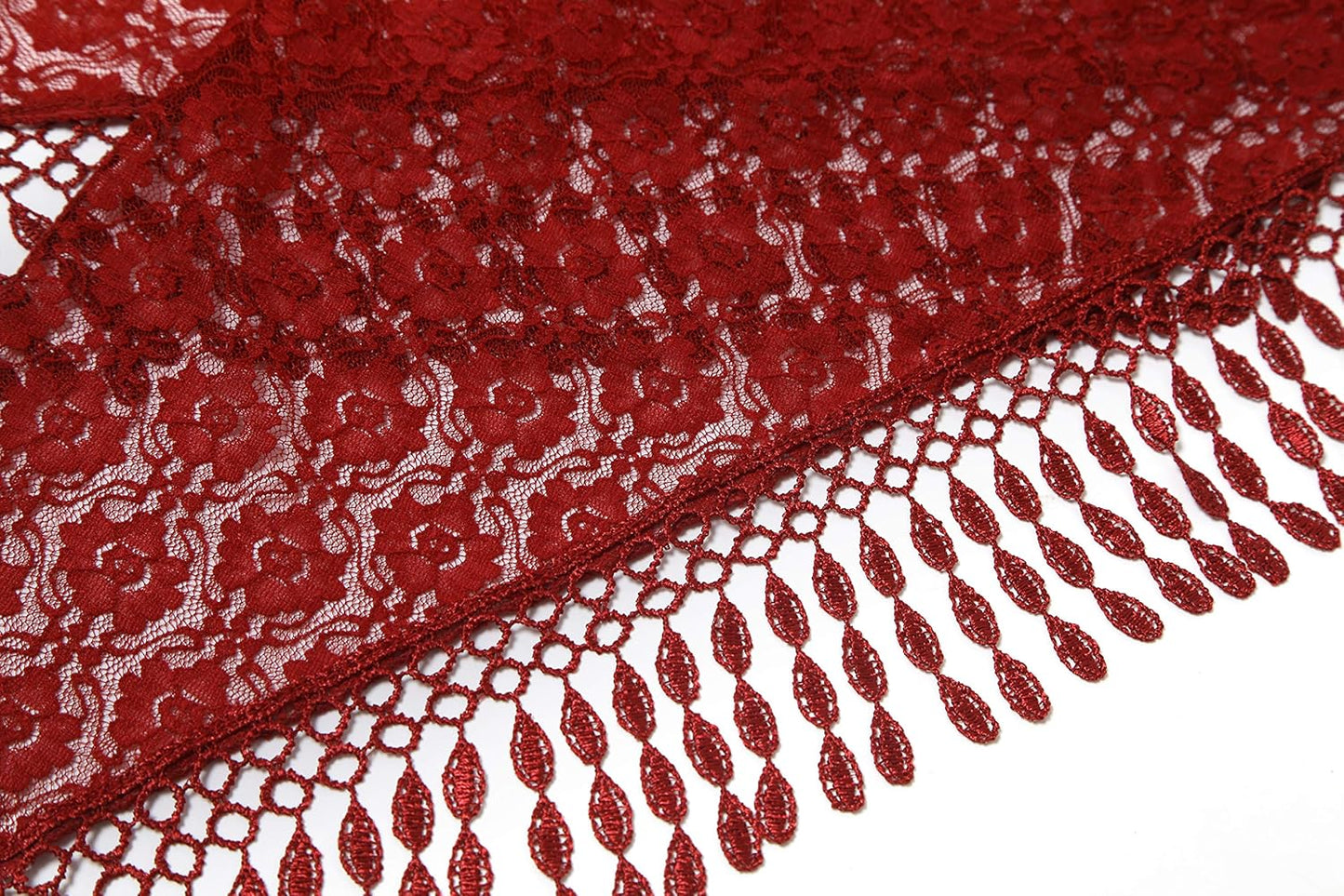 Cindy & Wendy Lightweight Triangle Floral Fashion Lace Fringe Scarf Wrap for Women