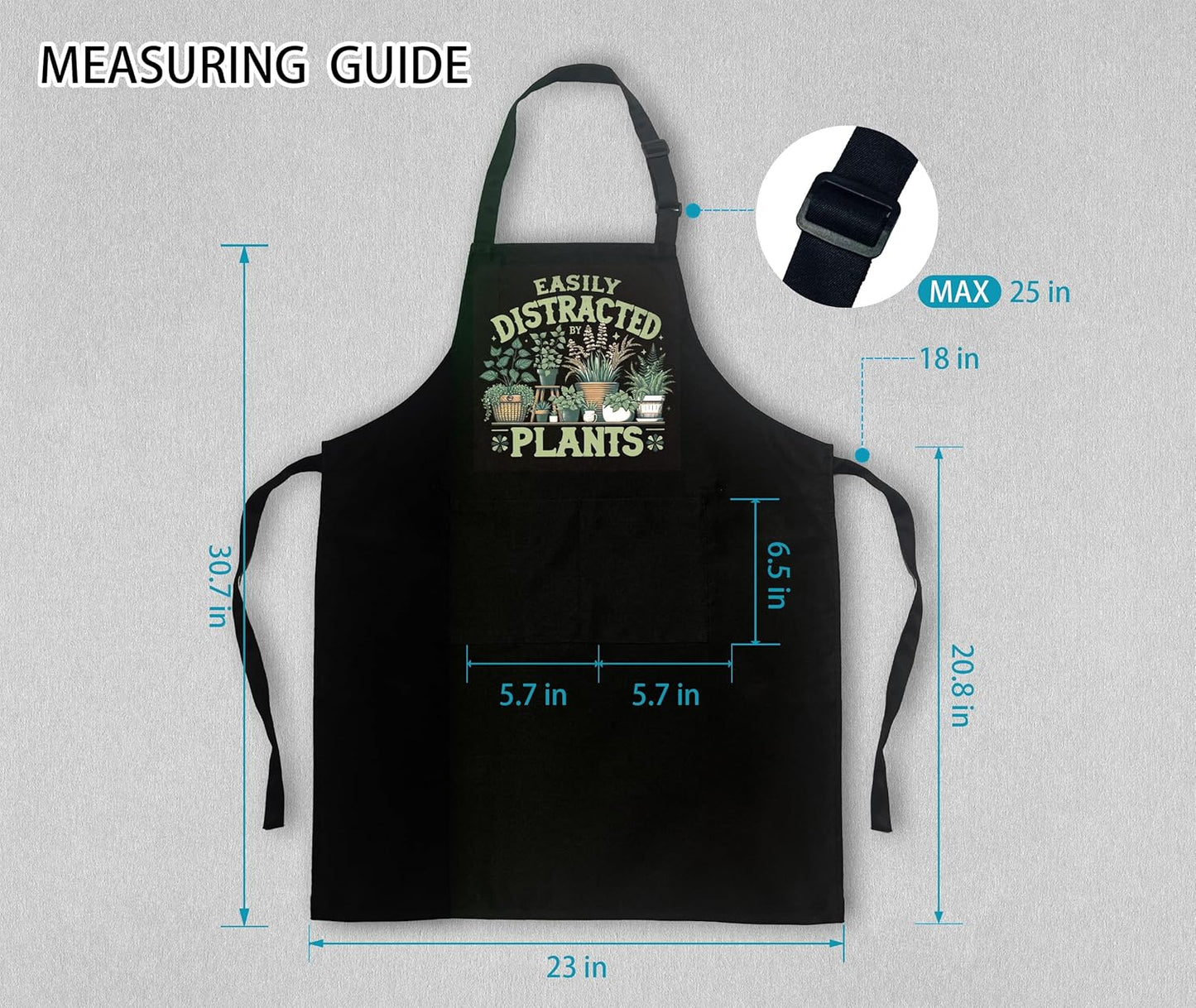 Plant Lover Gifts, Easily Distracted by Plants Gardening Apron for Women with Pockets, Plant Lady Mom Gifts