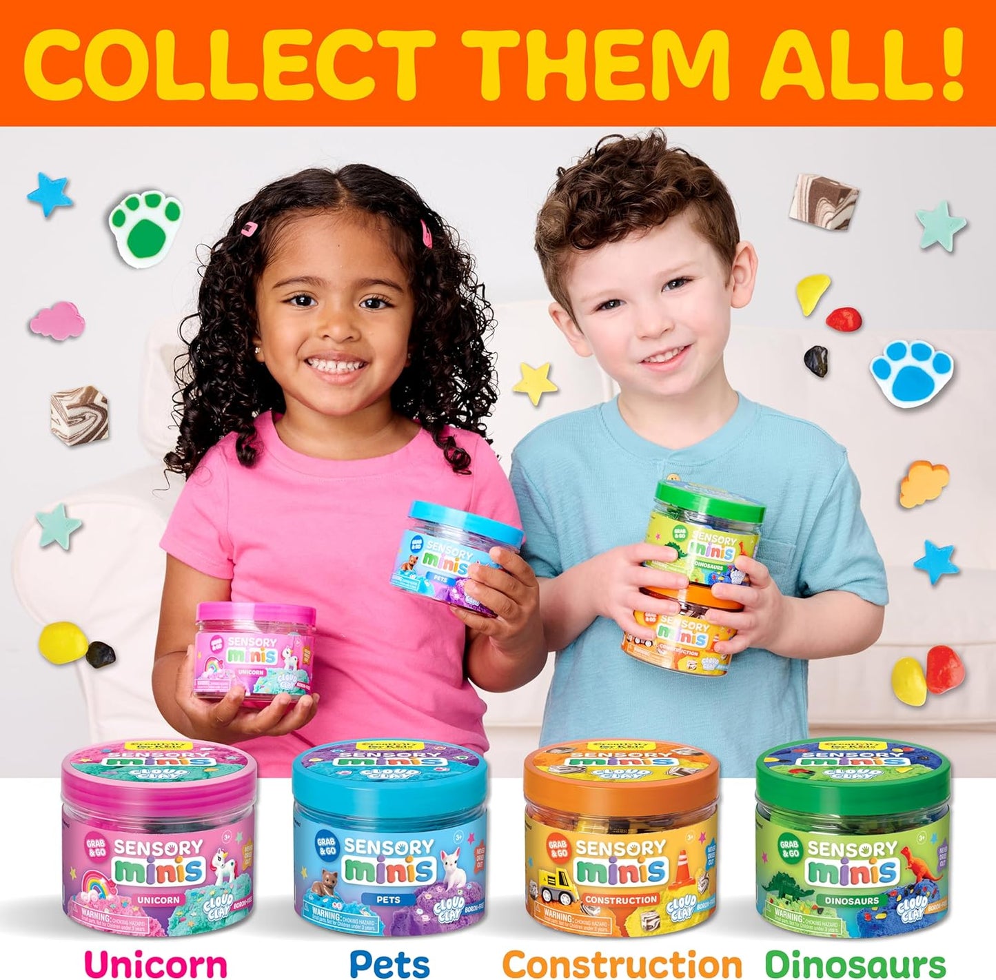 Creativity for Kids Sensory Minis Construction Kit | Cloud Clay Sensory Toy with Excavator for Kids | Easter Basket Stuffers Mess-Free, Screen-Free Travel Toy (Ages 3+)