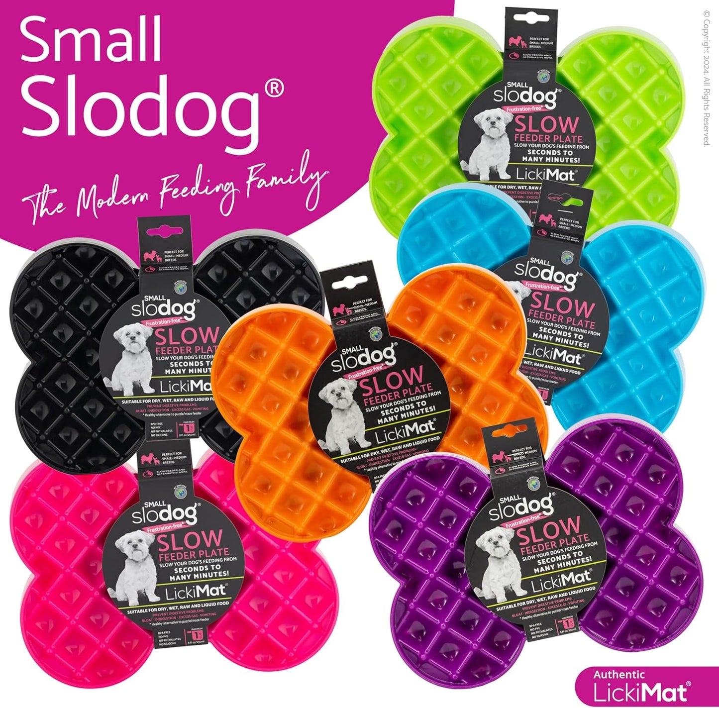 LickiMat Small Slodog Suitable for Wet Food, Raw Food, Kibble and Treats. Perfect Feeder for Small and Medium-Sized Dogs. No Gulp and No Frustration. (Pink)