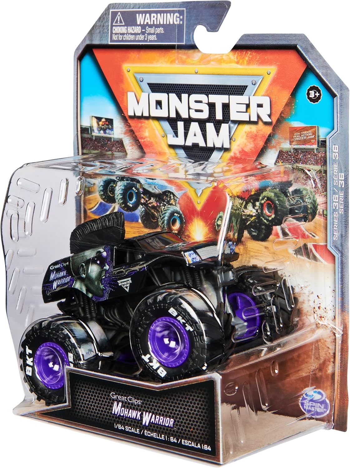 Monster Jam, Official Mohawk Warrior Monster Truck, Die-Cast Vehicle, 1:64 Scale, Kids Toys for Boys Ages 3 and up