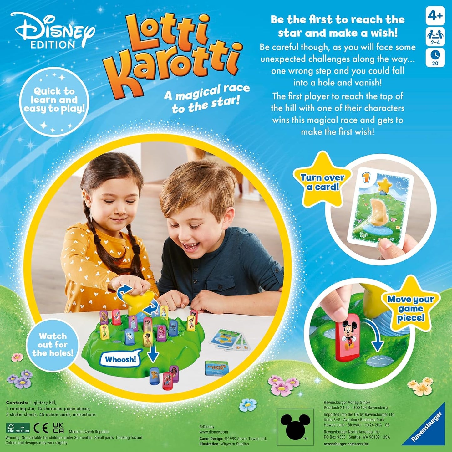 Ravensburger 24875 - Lotti Karotti Disney Edition, Adaptation of The Well-Known Classic Game with Disney Characters, Entertaining Race Game for 2 to 4 Children Aged 4 and Over