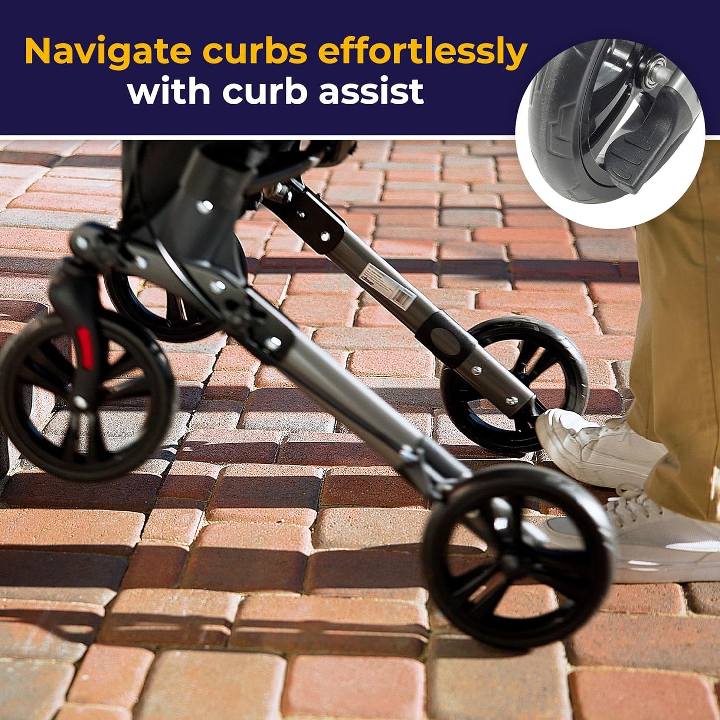 Drive Medical Compact Folding Rollator - Lightweight Foldable Walker for Seniors, 4-Wheeled Walker with Seat & Brakes, Space-Saving & Portable Travel Rollator with 8-Inch Wheels - Just 15.4 Pounds