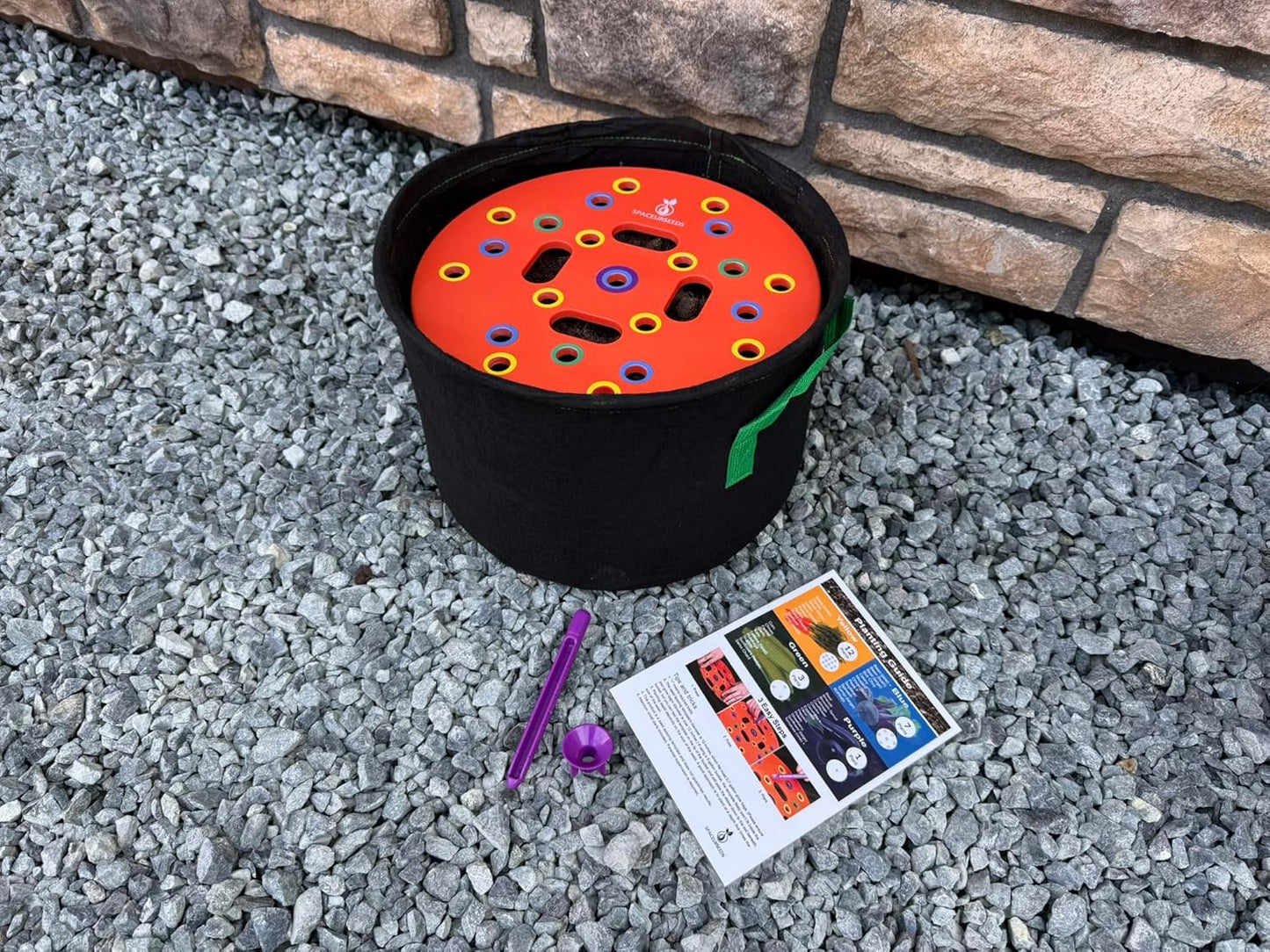 Round Seed Planting Template – Patented Color-Coded Garden Spacing Tool Kit with Seed & Seedling Spacer, Dibber with Seed Spoon & Laminated Vegetable Growing Guide