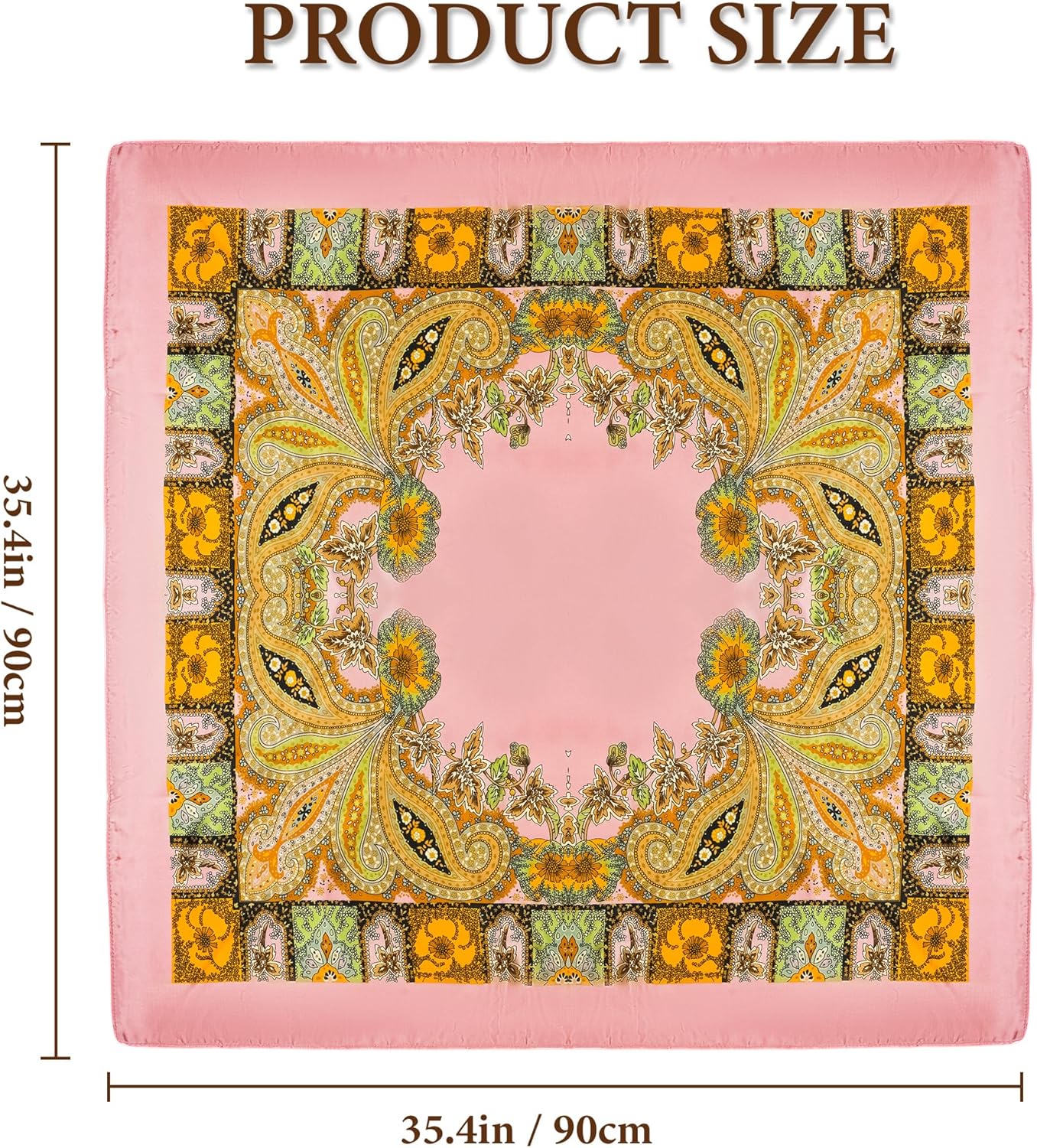Large Square Head Scarf Bandana - 35" Satin Hair Scarf for Women Like Silk Scarf Fashion Hair Wrapping