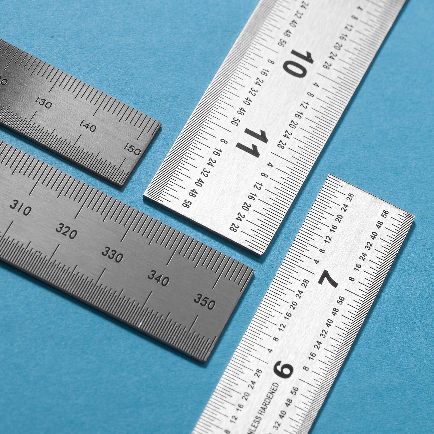 Mr. Pen- Machinist Ruler, 4 Pack (6, 8, 12, 14 inch), Metric & Millimeter Ruler, 1/64, 1/32, mm and .5 mm, Stainless Steel