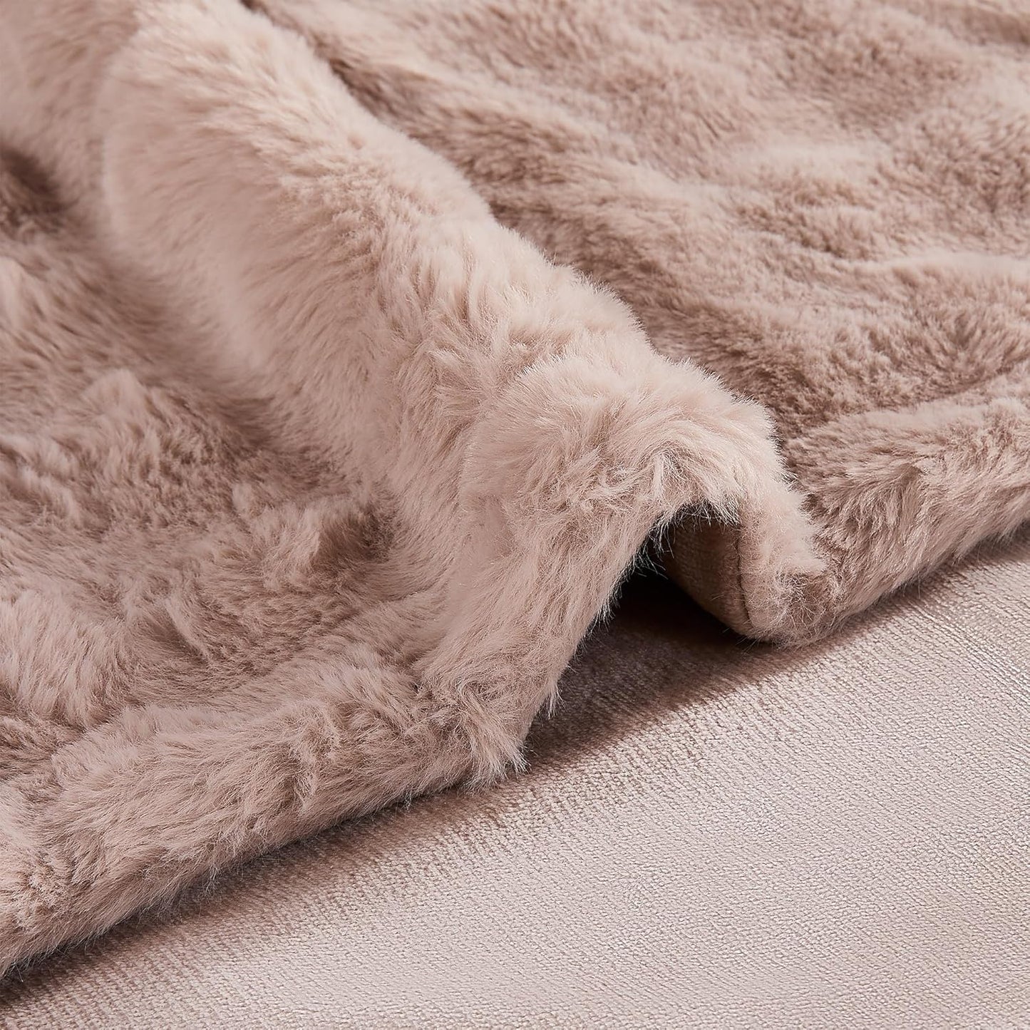 Modern Threads Water-Resistant Faux Rabbit Fur Pet Blanket for Dogs & Cats – Ultra-Soft Couch, Bed & Crate Protector, 50x60 Khaki