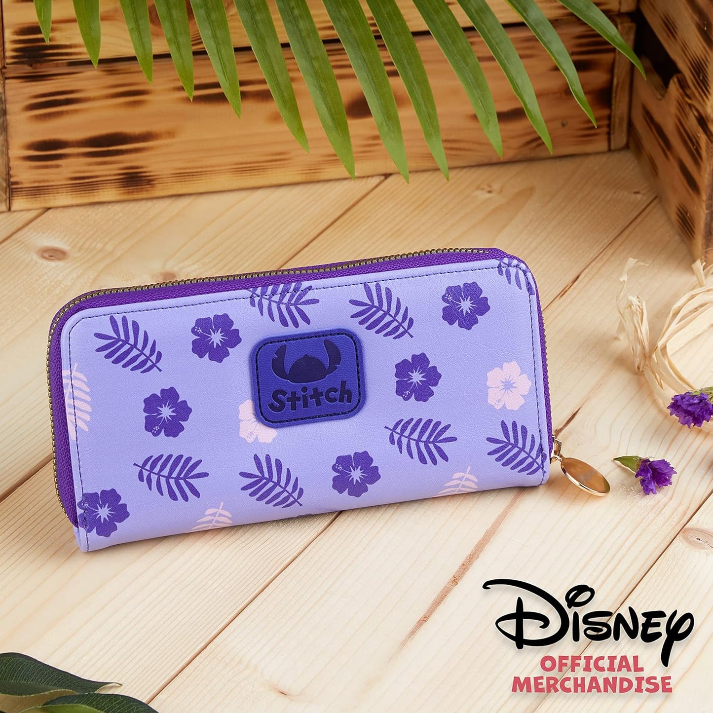 Disney Stitch Wallet Women Teenagers Girls Zip Around Card Cash Coin Purse Cute Clutch Wallet for Travel Work Gifts for Her (Purple Stitch)