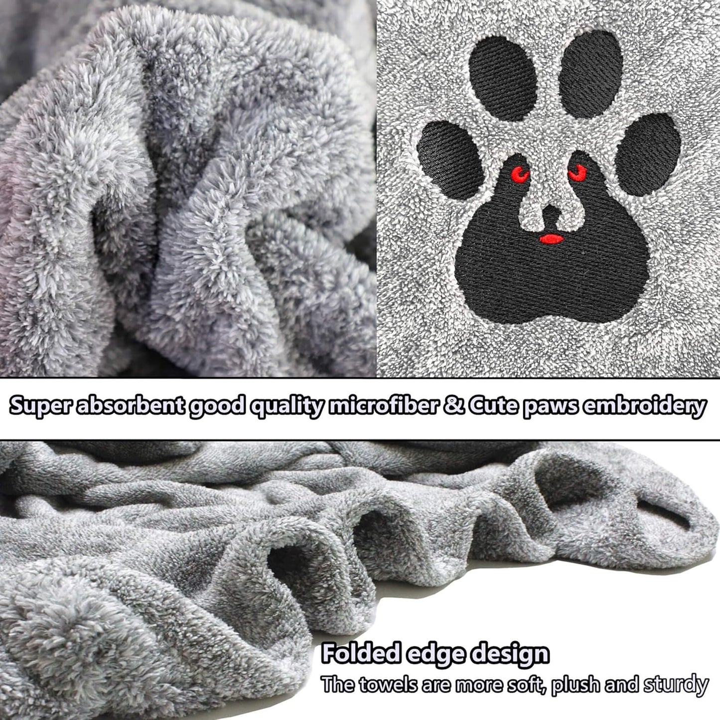 Dog Towel - Pack of 2 - Super Absorbent Soft Microfiber Pet Bath Grooming Towels for Drying Dogs and Other Pets (M-36" * 28", Grey and Brown)