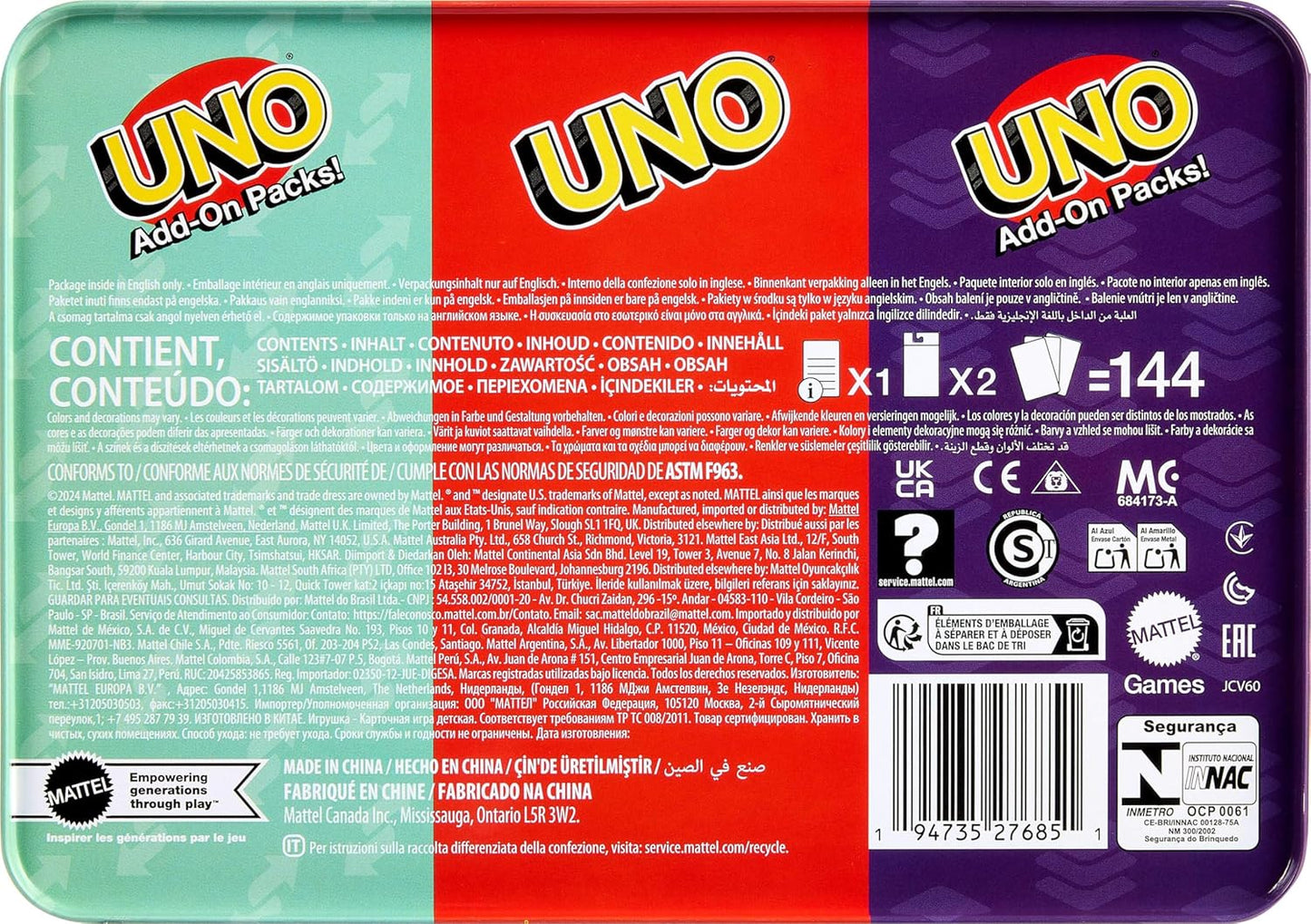 Mattel Games UNO Card Game with 2 Add On Packs & Collectible Tin for Kids, Adults & Family Game Night. 2 to 10 Players (Amazon Exclusive)