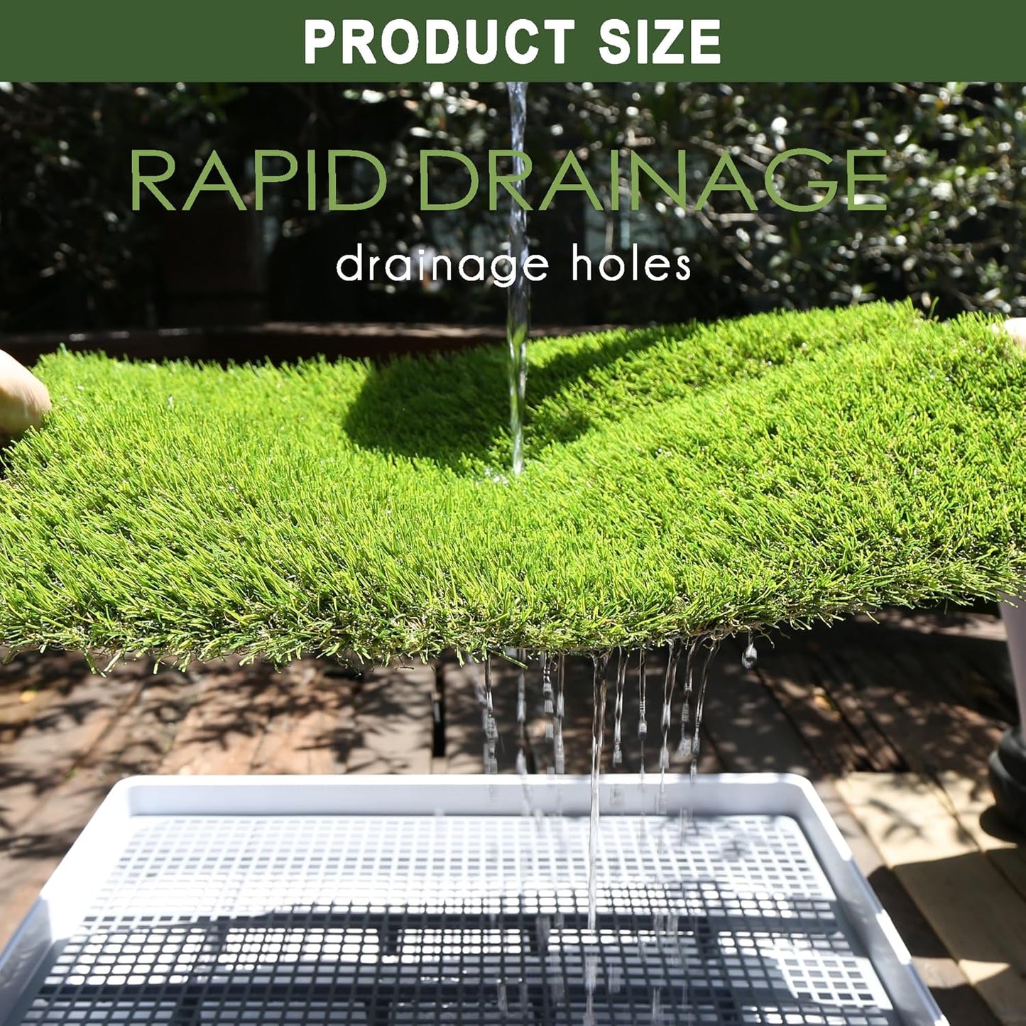 Dog Grass Pad with Tray 18.5x23in, Dog Litter Box for Puppy Potty Training, Indoor Pet Toilet Washable Artificial Grass Pad Holder for Balcony