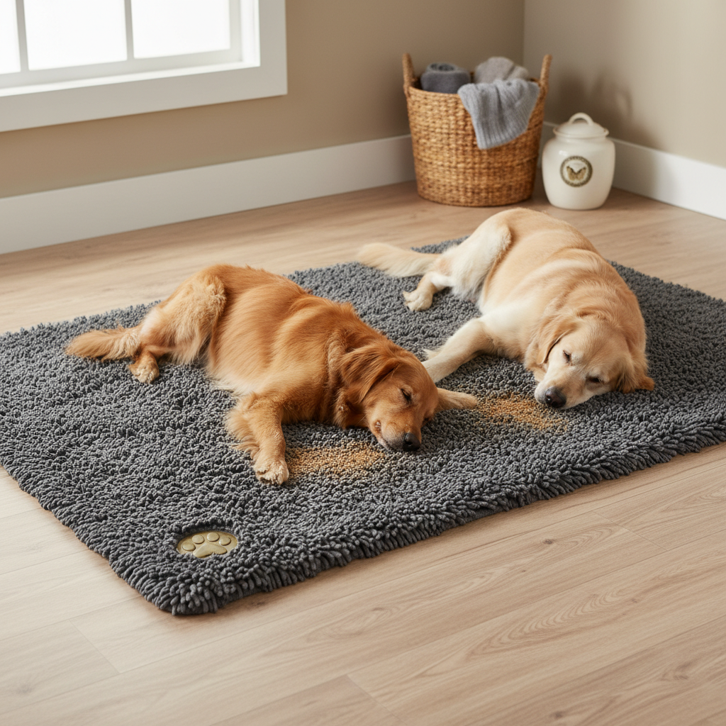 Dog Door Mat for Muddy Paws, 72" x 36" Chenille Absorbent Fr — lifestyle