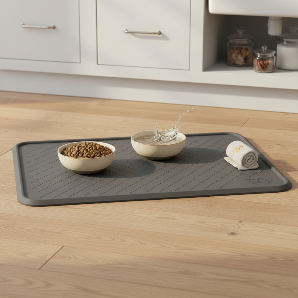 32x24x1” XL Dog Food Mat - All Purpose Under Sink Liner, Was — lifestyle