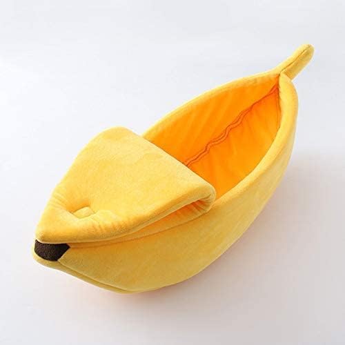 Banana Beds for Cats Cute Shape for Kittens Small Dogs Up to 10 lbs Soft Plush Cat Bed Cozy Calming Pet Bed Puppies Cave Couch Shape Houseboat Cat Cage Accessories (Large)