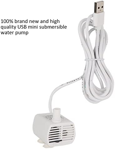 Mini USB Submersible Pump for Fish, Silent Pet Water Fountain Pump, Powerful Replacement Pet Fountain DC5V, 200L/H, Water Fountain Pump Replacement, for Aquarium Resin Fountain