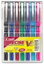 PILOT Precise V5 Stick Liquid Ink Rolling Ball Stick Pens, Extra Fine Point (0.5mm) Assorted Ink Colors, 7-Pack Pouch (26015)