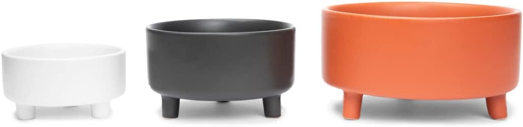 Waggo Uplift Ceramic Dog Bowl for Small Medium and Large Breeds - Heavyweight and Durable Pet Food and Water Dish Crock, Dishwasher Safe, Modern, Elevated Feeder (Small, Black)
