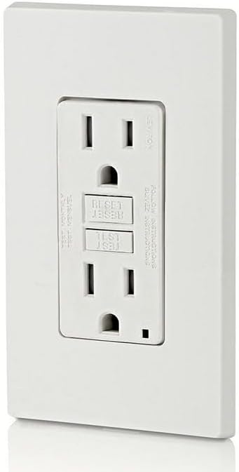 Leviton GFCI Outlet, 15 Amp, Self Test, Tamper-Resistant with LED Indicator Light, Protection from Electric Shock and Electrocution, GFTR1-W, White