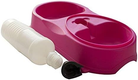 Dual Port Pet Dog Cat Bowl, Automatic Water Dispenser Plastic Feeder Utensils Bowl, Drinking Fountain Food Dish for Dog & Cat