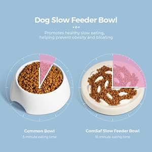 Slow Feeder for Cat Small Dog Food Bowl Melamine Puzzle Feed Dish - Preventing Feeder Anti Gulping Healthy Eating Diet (White, Small)