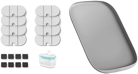 Bundle of PETLIBRO 8 Packs Replacement Filters for Capsule Cat Water Fountain PLWF002 + 17.7''x 12'' Safety Silicone Cat Food Mat for Feeder & Fountain, Waterproof Dog Bowl Mats