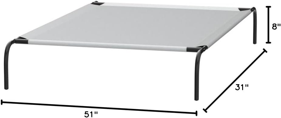 Amazon Basics Cooling Breathable Elevated Dog Bed with Metal Frame for Large Dogs, 51" x 31" x 8", Grey