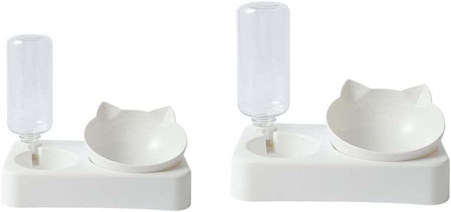 2 in 1 Dog Feeder Cats Food Water Bowl Double Bowl Supplies Bowl Pet Feeder Anti-Leak Feeding