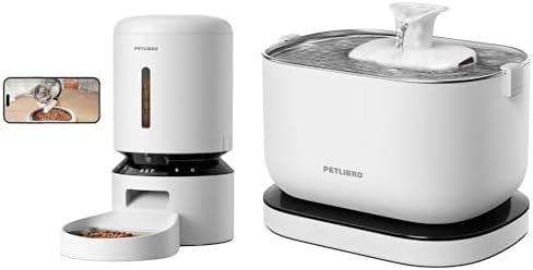 Bundle of PETLIBRO Automatic Cat Feeder with Camera, 1080P HD Video, 5G WiFi, 2-Way Audio, Smart App Control + PETLIBRO Cordless Cat Water Fountain, Battery Operated 2.5L/84oz Stainless Steel Tray