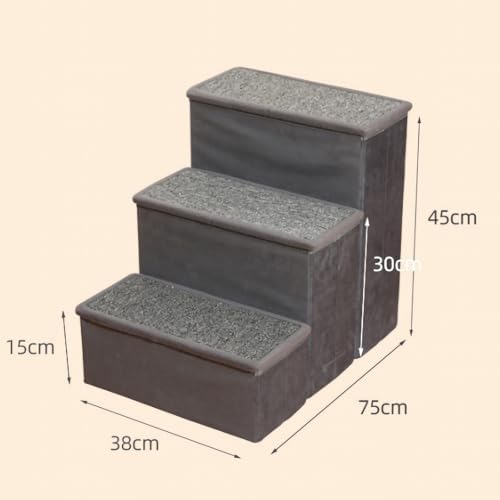 Foldable 3-Step Pet Stairs with Hidden Storage, Non-Slip Soft Plush Steps for Dogs & Cats, Lightweight & Sturdy, Supports Up to 150 Lbs for Beds & Sofas