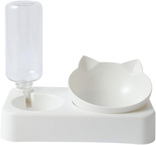 2 in 1 Dog Feeder Cats Food Water Bowl Double Bowl Supplies Bowl Pet Feeder Anti-Leak Feeding