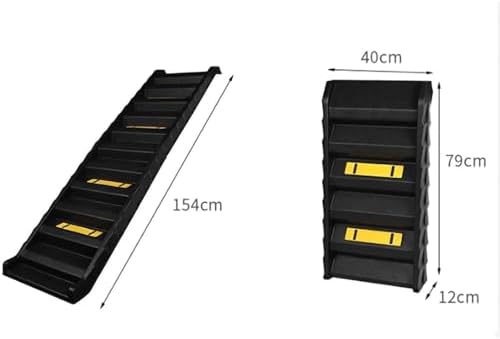 Portable Dog Car Ramp for SUVs & Trucks - Non-Slip Lightweight Pet Ladder with High-Traction for Large Dogs & Seniors - Easy Storage (Black)
