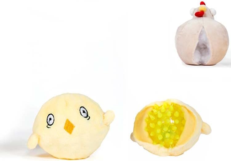 Downtown Pet Supply 2 in 1 Stuffed Plush Chicken Toy - Tearable With Durable Light Up Squeaker Inside for Medium and Large Dogs - Chew Toys for Aggressive Chewers