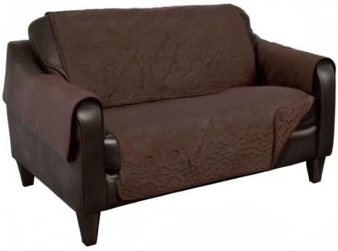 Furhaven Waterproof & Non-Slip Loveseat Cover Protector for Dogs, Cats, & Children - Quilted Paw Print Living Room Furniture Cover - Espresso, Loveseat
