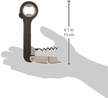 Host Double Hinged Corkscrew, Stainless Steel Bottle Opener and Foil Cutter, Wine Key, Bar Accessories, Set of 1, Black