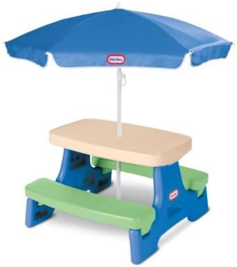 Little Tikes Easy Store Jr. Picnic Table with Umbrella - Blue / Green