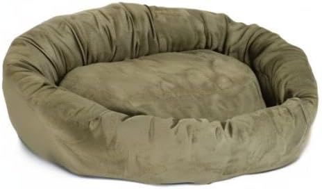 Majestic Pet 32 Inch Suede Calming Dog Bed Washable – Cozy Soft Round Dog Bed with Spine Support for Dogs to Rest Their Head - Fluffy Donut Dog Bed 32x23x7 (Inch) - Round Pet Bed Medium – Sage