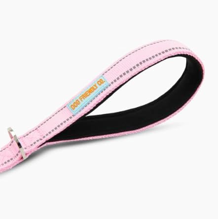 DF Co. Close Control Short Trainer Dog Leash | Strain Free & Shock Resistant, Durable Material, 65cm in Length, Heavy Duty Clips & D-Ring (Pink, Regular)
