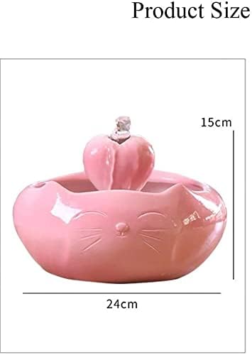 Fountain Automatic Pet Water Fountain Ceramics 2.0L Dog and Cat Pet Fountain Pet Water Dispenser with Filter Cats Water BowlUltraQuiet Pump Pet Water Dispenser (Color : White) (Pink)