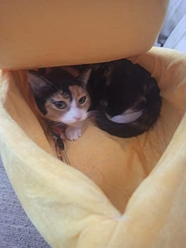 Banana Beds for Cats Cute Shape for Kittens Small Dogs Up to 10 lbs Soft Plush Cat Bed Cozy Calming Pet Bed Puppies Cave Couch Shape Houseboat Cat Cage Accessories (Large)