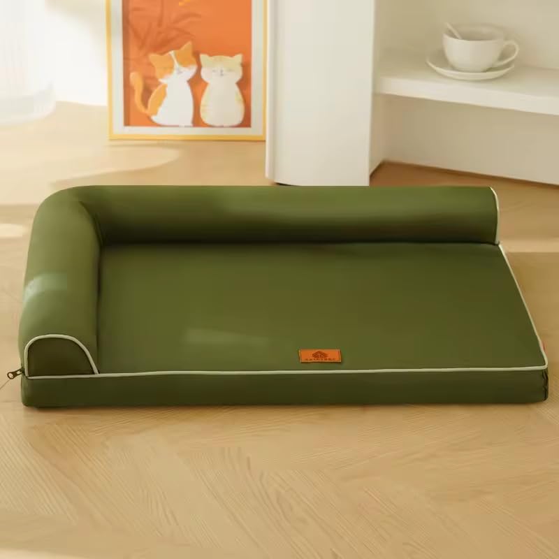 Luxury Orthopedic Waterproof pet Bed Washer Safe .Memory Foam Cooling pet mat/Bed (Tan, Small)