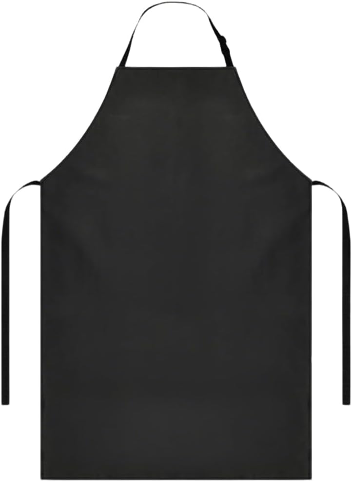 43 inch waterproof rubber vinyl black slaughter apron, extra long adjustable laboratory apron with straps, used for dishwashing, cooking, gardening, pet grooming