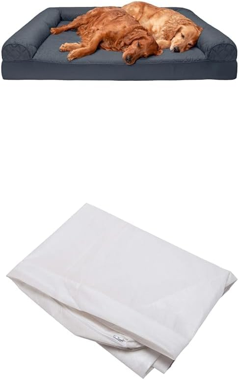 Furhaven Dog Bed Sofa Quilted Sofa - Iron Gray, Jumbo Plus/XXL W/Same Size Waterproof Liner