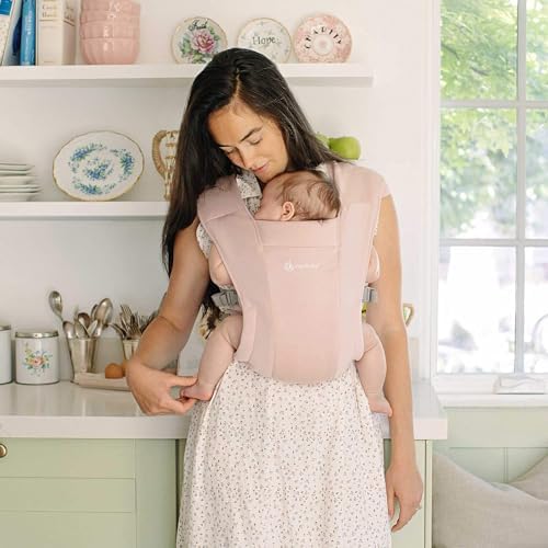 Ergobaby Embrace Baby Carrier Newborn to Toddler - Lightweight Ergonomic Baby Carriers - Cozy Essentials (7-25 Pounds), Ponte Knit, Blush Pink