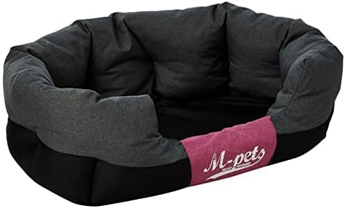 Teflon Dog Pet Bed with Removal Pillow (Medium, Black and Pink)
