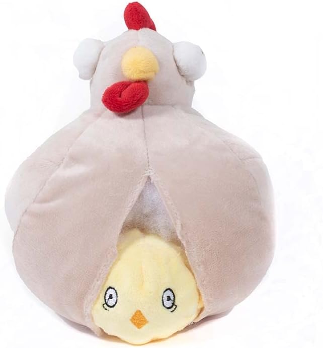 Downtown Pet Supply 2 in 1 Stuffed Plush Chicken Toy - Tearable With Durable Light Up Squeaker Inside for Medium and Large Dogs - Chew Toys for Aggressive Chewers
