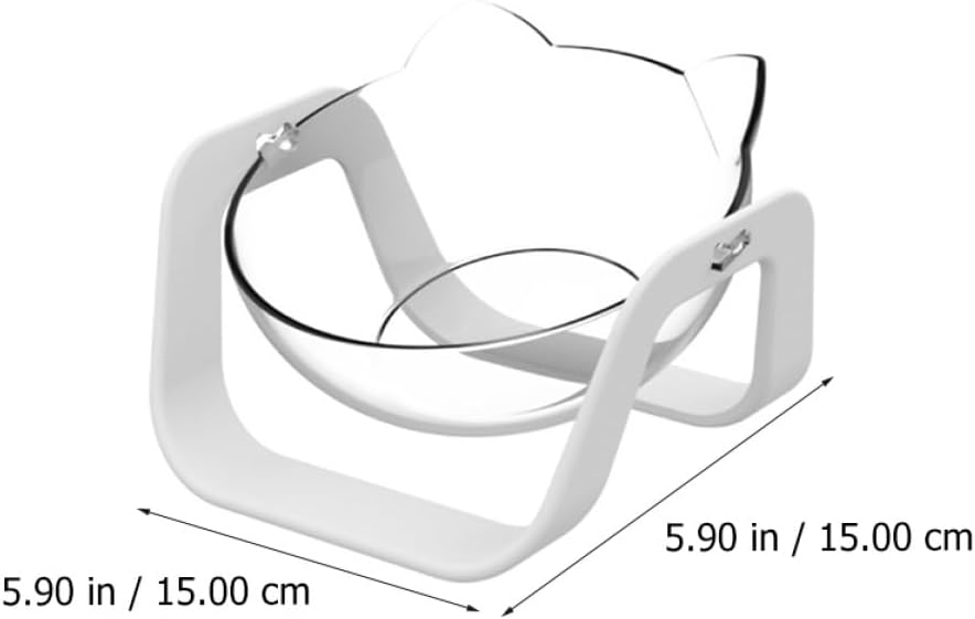 Milisten Tilted 15-Degree Cat Feeding Bowl White, Elevated Pet Water and Food Feeder, Neck Protection Design for Cats