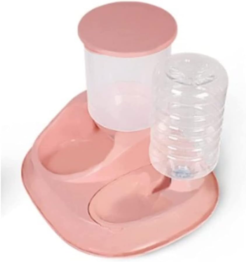 2 IN 1Pet Bowl Fountain Automatic Water Food Feeder Dispenser Container For Cats Dogs Self Dispenseing Cat Feeder And Dog Water Dispensers Travel Supply Pet water dispenser (Pink)