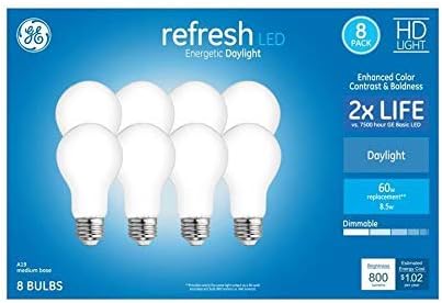 GE Refresh 60-Watt EQ A19 Daylight Dimmable LED Light Bulb (8-Pack)