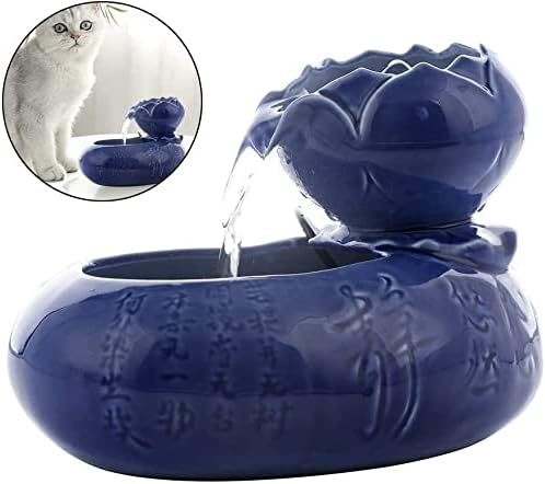 Fountain Pet Water Fountain,Ceramic Lotus Shape Dog Cat Automatic Circulation Water Dispenser, Circulation Pet Drinking Water Supplies Drinker Fountain Dispenser for Cat Pet Water Dispenser